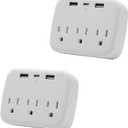 2 Pack Multi Plug Outlet Splitter with USB,Surge Protector Outlet Extender with 3 Wall Outlets 4 USB Wall Charger(2 USB C), ETL Listed,Small Outlet Adapter Plug Extender for Travel