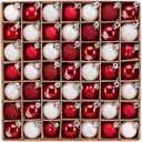 DecorbyHannah Mini Red White Christmas Ornaments, 49ct 1.18 inches Small Dog Themed Ornaments for Christmas Tree Decorations, Shatterproof Plastic Hanging Ball Set for Xmas Party Table Decor