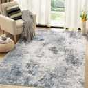 Washable Rug 5x7 Area Rugs for Living Room: Modern Abstract Neutral Soft Carpet for Bedroom Dining Room Under Kitchen Table Home Office Decor - Grey Blue