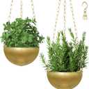 8 Inch Hanging Planters For Indoor Plants Pack Of 2, Decorative Window Wall Ceiling Hanging Pots with Drainage Indoor Outdoor, Hanging Plant Holder For Succulents Herb Fern Orchid Flower for Kitchen