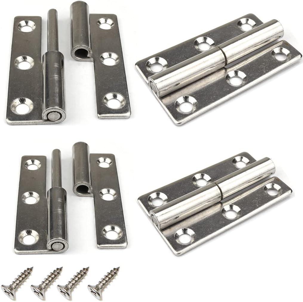 4Pcs 3" Lift Off Door Hinges, Heavy Duty Window Detachable Hinge 304 Stainless Steel for Internal External Doors (Left Handed)