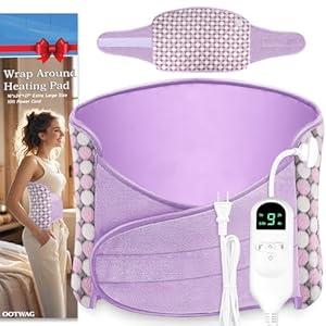 Extra Large Heating Pad for Period Cramps/Back Pain Relief,16 * 24" Heat Pad+27" Belt Wearable（51" in Total 4 Timer(0.5H/1H/2H/4H) 9 Heat 10ft Long Cord Electric Wrap Around Heating Pad(Purple)