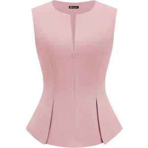 PRETTYGARDEN Women's 2026 Summer Vest Tops Business Casual Going Out Outfits Sleeveless Zip Up Dressy Tank Top Suit Waistcoat