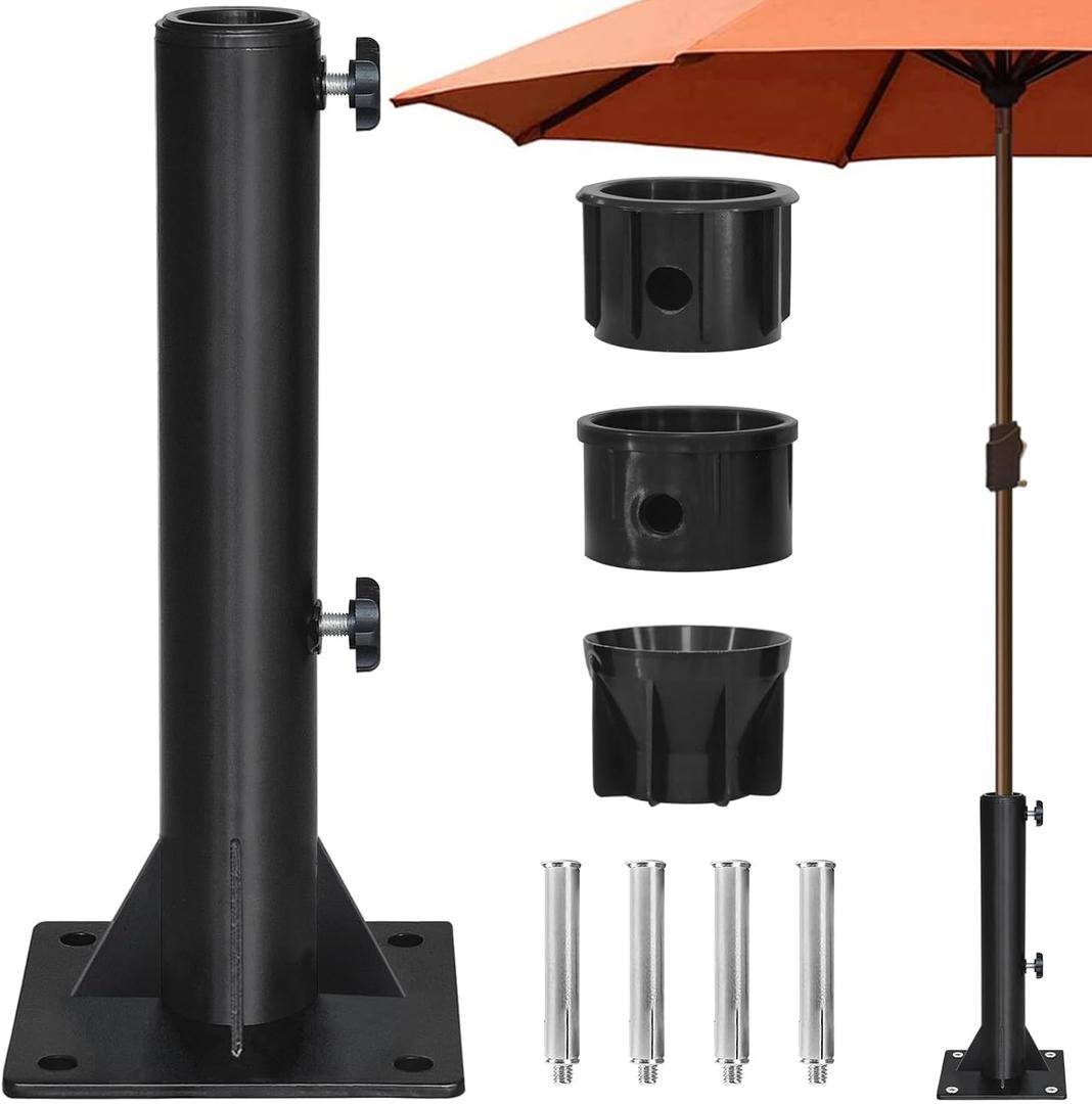 EliteShade USA Patio Umbrella Stand for 1.5''-1.9'' Pole, Heavy Duty Umbrella Base Stand Deck Mount Umbrella Holder (Black)