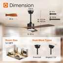 addlon 52 inch Ceiling Fans with Lights and Remote Control, Reversible, 3 Wood Blades, 6 Speeds, 3CCT Dimmable, Noiseless, Indoor/Outdoor Black Walnut Ceiling Fan for Bedroom Living Room Gazebo Patio