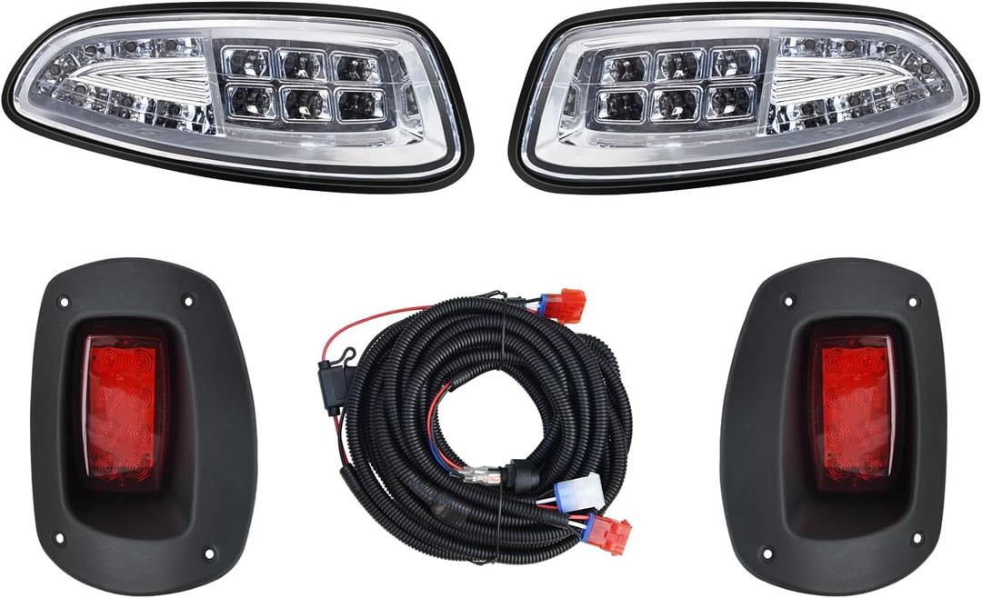 Golf Cart LED Head Tail Light Kits for EZGO RXV 2008 up Gas & Electric Models 12 Volts Street Legal Front Rear Golf cart Assembly Kits