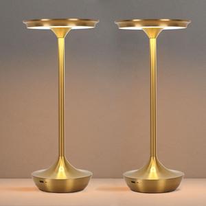 Cordless Table Lamp Set of 2,Portable Rechargeable 6000mAh Outdoor LED Table Lamps,3 Color Stepless Dimming Touch Battery Powered Lamp, Table Light for Restaurant/Patio/Camping/Bedroom(Gold)