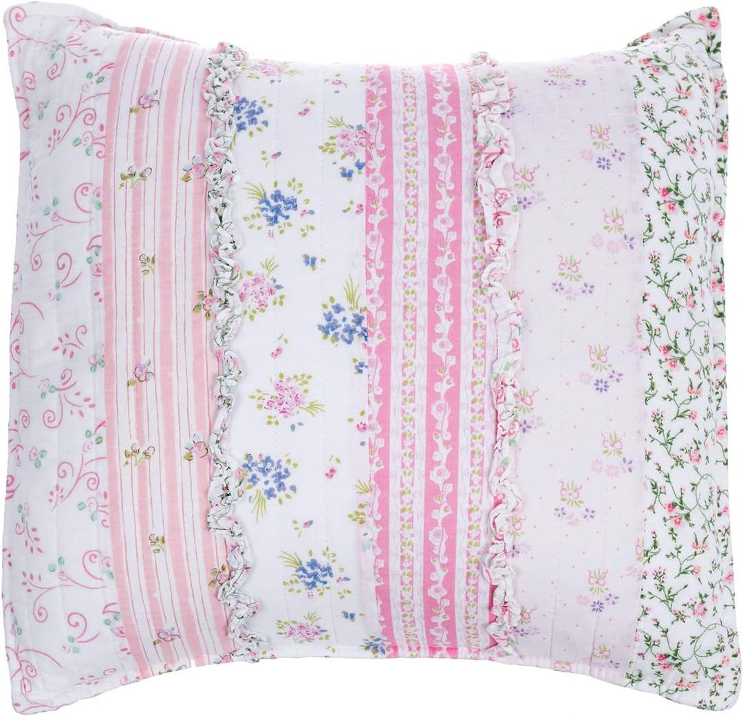 Cozy Line Home Fashions Pink Rose Romantic Ruffle Floral Flower Decor Pillow (Pink Lace, Decor Pillow - 1pc)