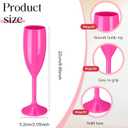 Maxcheck 12 Pcs Champagne Flutes Bulk Acrylic Toasting Drinking Flute Unbreakable Goblet Champagne Cups 6 oz Plastic Wine Glasses for Mother's Day Wedding Bridal Shower Anniversary Party (Hot Pink)