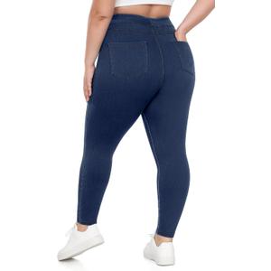 IUGA Jeggings for Women Tummy Control Stretchy High Waisted Jeans Pull on Skinny Jean Leggings with Pockets Trendy Casual (2X, Dark Blue)