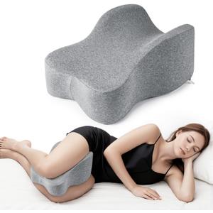 Anzhixiu Long Knee Pillow for Side Sleeper Fully Support Thighs and Knees for Sciatica, Back, HIPS, Knees, Joints Pain Relief - Leg Pillow for Side Sleeping Between Legs Aligns Spine- Pure Gray (Large)