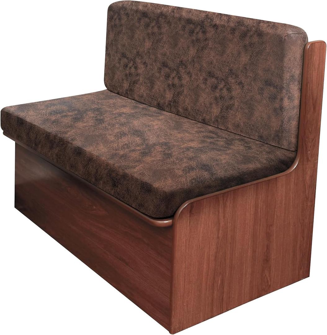 ANARACHON Leather Look RV Camper Dinette Cushion Covers, Washable RV Couch Cushion Covers Dinette Booth Seats Stretchable Camper Seat Covers (03 Brown, 1 Set)