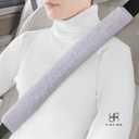 LACDL Extra Long Seatbelt Cover Super Soft Furry for Adults Kids Women & Men, Thick Plush Full Car Seat Belt Strap Cushion, Fluffy Shoulder Pad Protector, Auto Interior Accessories, 1pc, Grey, 19.5in