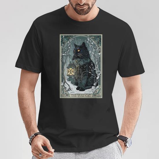 Vintage Creepmas The Yule Cat Tarot Card Dark Christmas TShirt XXL