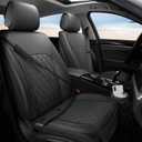 Sanwom Front Car Seat Covers - Leather Seat Covers with Storage Pocket and Two Belt Pads, Anti-Slip Waterproof Universal Seat Covers for Cars Fit Cars Trucks SUV(Black,2 Pack)