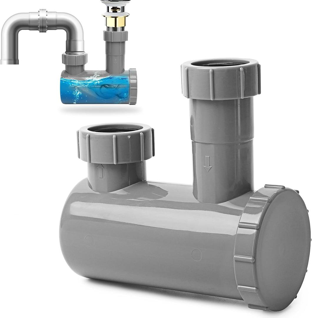 MoyRetty Universal Shampoo Bowl Sink Hair-P Trap, Fits Standard 1-1/2" Inlet & Outlet Drain Pipes, Beauty Barber Salon Equipment PVC Material Easy Clean (Pack of 1)