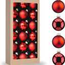 Amooca Christmas Glass Balls Decoration Festival Party Home Decors Holiday Xmas Tree Hanging Ornaments Set 18pc 1.8in Wine Red