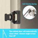 40 Pack 20 Pairs Black Cabinet Wrap Hinges - 1/2 inch Overlay Partial Wrap Kitchen Cabinet Door Hinges for Face Frame Cabinets, Self Closing Door Hinges for Flush Mount Kitchen Cabinet Doors