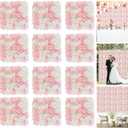 FOTSHARER Pink Flower Wall Backdrop 15''x15'' Floral Rose Wall Panels 12 Pack Artificial Flower Wall Wedding Flower Backdrop Wall 3D Flower Wall Panels for Backdrop Birthday Party Bridal Showers Decor