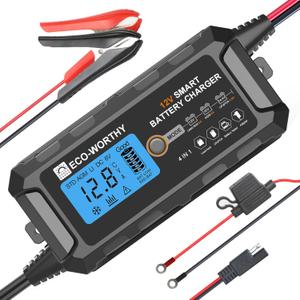 ECO-WORTHY 12V 5A Automatic Smart Battery Charger and Maintainer LCD Display for Lead Acid and Lithium (LiFePO4) Battery