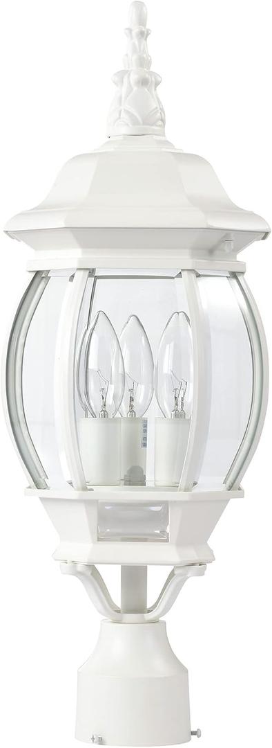 NUVO Lighting 60/897 Traditional Three Light Post Mount from Central Park collection in White finish