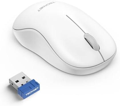 TECKNET Wireless Mouse for Laptop, 2.4G Silent Mouse Quiet Click, Small Portable Computer Mouse, 5 DPI Levels, Cordless Mice for PC, Chromebook, Mac - White