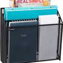 Mind Reader Vertical File Storage, Desktop Organizer, Wall Mount, Office, Metal Mesh, 12.5" L x 3.75" W x 11.5" H, Black
