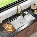Davivy 30 Inch White Granite Composite Sink Workstation, 30 X 18 White Undermount Kitchen Sink, Dual Mount Installation, Deep Single Bowl with Accessories