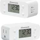 DEWENWILS 24 Hour Programmable Digital Timer Outlet, 2 Pack Timers for Electrical Outlets, Light Timer for Indoor Lamp Fan Aquarium, 1 Grounded Outlet, 125V/15A/1000W, 3 Prong, 1/2 HP