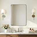 ANDY STAR Brushed Champagne Bronze Mirrors for Bathroom Sink, 22x30 Inch Bathroom Vanity Mirror with Rectangular Metal Frame-Modern Clean Design with Superior Stainless Steel Frame