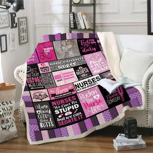 Nurse Week Throw Blanket - Soft Fluffy Sherpa Warm Blanket for Bed, Office and Couch - Gift for Women, School Nurses (130cm x 150cm, Hs3)