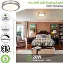 13 inch Flush Mount LED Ceiling Light Fixture, 2700K/3000K/3500K/4000K/5000K Adjustable Ceiling Lights, Brushed Nickel Saturn Dimmable Lighting for Hallway Bathroom Kitchen or Stairwell, ETL Listed