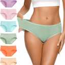 Eiggam Women's Cotton Bikini Panties,High-Cut Full Coverage Stretch Cool Underwear for Women, Smal