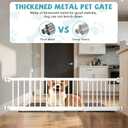 Metal Dog Gate for Small Dogs, 17"- 44" Adjustable Extra Wide Gate to Step Over, 10'' Tall Short Dog Pet Gate with 4 Extension Kits, Pressure Mounted Indoor Outdoor Pet Gate for Doorways & Stairs