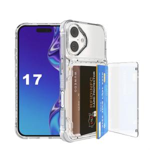 for iPhone 17 Clear Wallet Case with RFID Blocking Card, Up to 5 Cards, Hybrid Protective Case with Card Holder, TPU + PC, Anti-Yellowing, 6.3" 2025