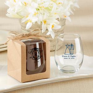 Kate Aspen Kraft 9 Ounce Stemless Wine Glass Display Gift Box, Party Favor Adults, Wine Glass Storage Box, Bridesmaid Proposal Gifts, Also Great For Baked Goods, Set of 20
