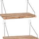 Fabric Wall Cubicle Shelf with Hooks for Work Decor, 11.8' Wooden Cubicle Organizer Storage Shelf with Hangers Cubicle Accessories for Women Men Desk, 2 Pack