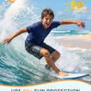 Boys UPF 50+ Rash Guard, Short Sleeve Sun Protection Swim Shirt for Kids Youth, Quick Dry Beach Swimwear, Navy (XL)