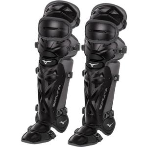Mizuno Youth Samurai Baseball Shin Guards (14.5", Black/Grey)