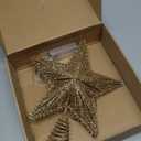 Christmas Tree Topper 10" Golden Glittered Star Tree Topper with 30 LED Lights Xmas Tree Topper Star for Xmas Decorations Ornaments Holiday Party Indoor Decor