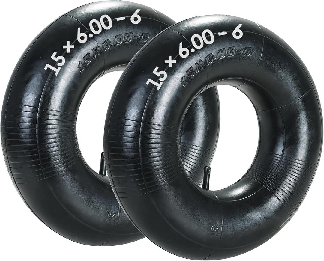 15x6.006 Inner Tubes, 2 Pack Heavy Duty 15x66 Replacement Tire Inner Tube with TR13 Straight Valve Stem for Lawn Mower, Rideon Mower, Yard Trailer, Tractor, ATVs, Go Karts, Golf Carts