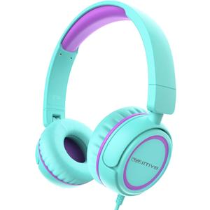 V1 Kids Headphones, Wired Stereo Foldable Tangle-Free 3.5mm Adjustable On-Ear Headphones for Kids for School/Toddlers/Childrens/Teens/Boys/Girls/Ipad/Tablet/Kindle/Phones/Travel/Plane (Green)