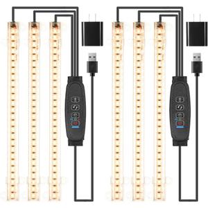 LED Grow Light Strips, Grow Lights for Indoor Plants Full Spectrum 3000K, Plant Light Bar with 3/9/12H Timer, 10 Dimmable Levels for Seedling Succulent,Best Match for Plant Shelf(3 Head2 Pack) (Warm)