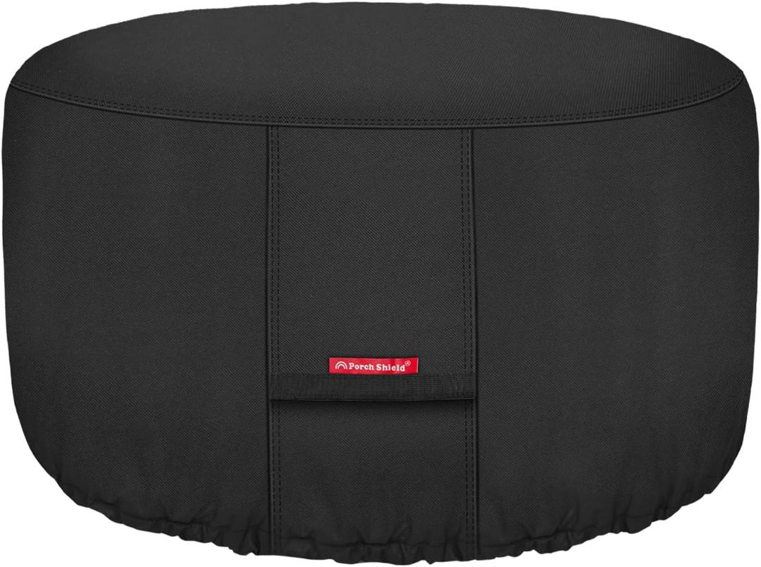 Porch Shield Fire Pit Cover - Waterproof 600D Heavy Duty Fade Resistant Round Patio Fire Bowl Cover Black - 32 inch