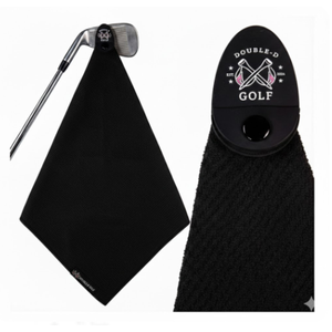 Double D Magnetic Golf Towel – Microfiber Waffle Weave with Magnet color Black