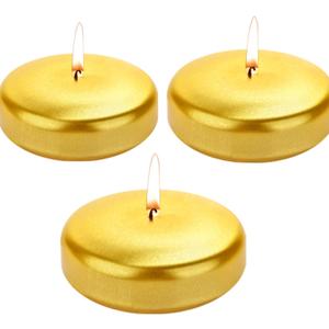 12PACK Floating Candles 3inch Continuous Burning for 13-15 Hours odorless smokeless White Non-drip Decorative Candles Suitable for Cylindrical vase, Swimming Pool, spa, Wedding, Home Decoration Gold