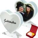 Didaey 2 Pcs Sublimation Blanks Crystal Picture Frame Crystal Tabletop Decor Decorative Plaques Custom DIY Photo Frame for Christmas Wedding Memorial DIY Gift(Heart Shape)