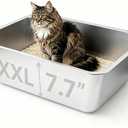Stainless Steel Cat Litter Box, 23.6"x15.8"x8"
For Medium/Large Adult Cat and Multicat Houses Rust-Proof, High Side, Non Stick, No Smell, Easy to Clean Metal Cat Litter Box