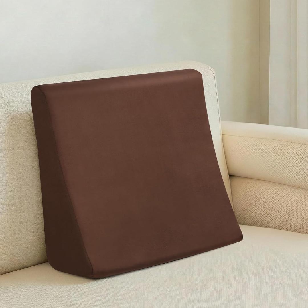 Vekkia Lumbar Support Pillow for Recliner, Ergonomic Back Support for Couch – Improve Posture, Relieve Back Pain for Long Sitting & Elderly, for Armchair & Sofa, Removable Cover, Brown
