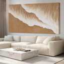 ZENPEE Large Abstract Wall Art, Brown Modern Wall Decor, Beach Canvas Wall Art for Living Room or Office, Room Posters, 29" x 58"